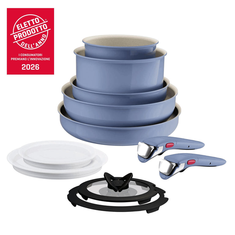 Ingenio Pastel, Set padelle, Antiaderente, Manico rimovibile, induzione gas, 11 pz