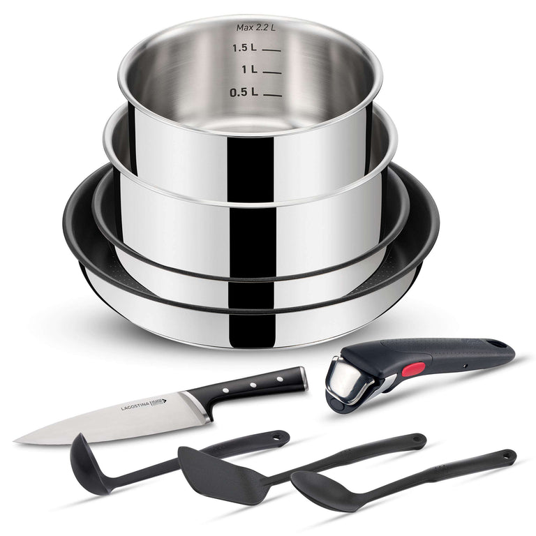 Ingenio Inox, Set padelle, Acciaio, Manico rimovibile, Induzione e gas - 2
